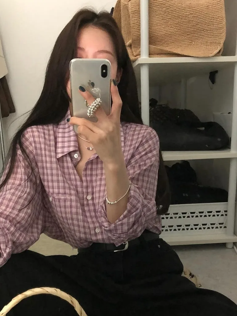 

Fre Stripe Women's irt Chic Summer Loose Long Sve Sun Protection Button up Age Defng Top Commute Sle Bubble Sve