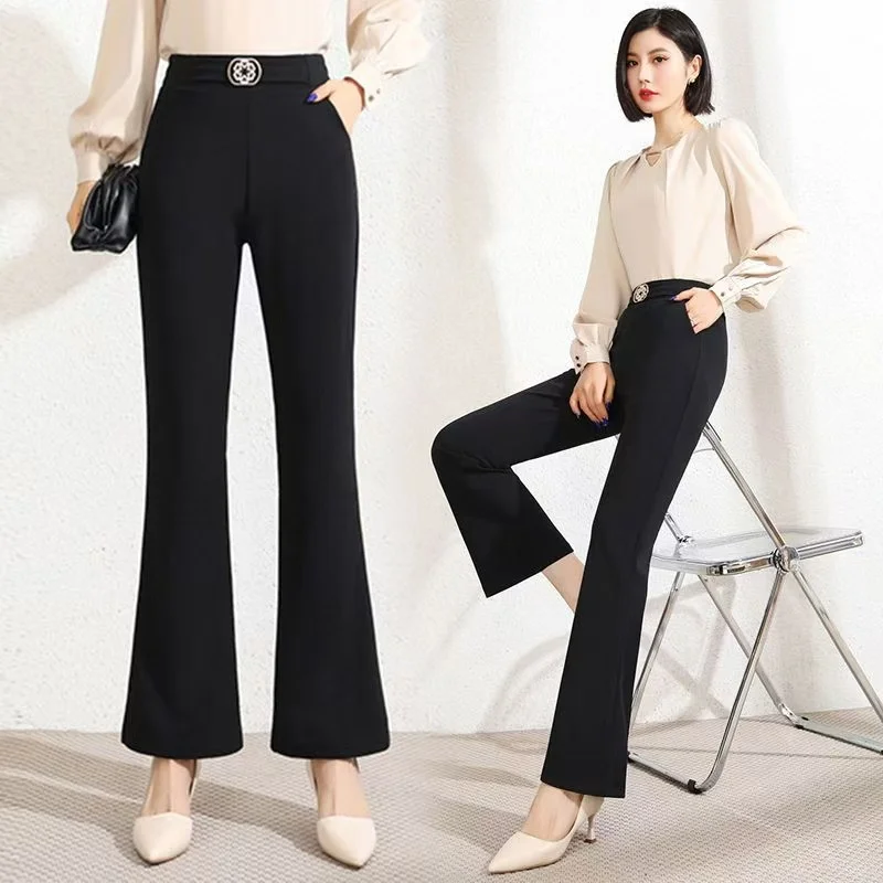 

Женские брюки-костюмные штаны с высокой талией, облегающие, эластичные, укороченные (7/8), больших размеров, повседневные, модные, из полиэстера