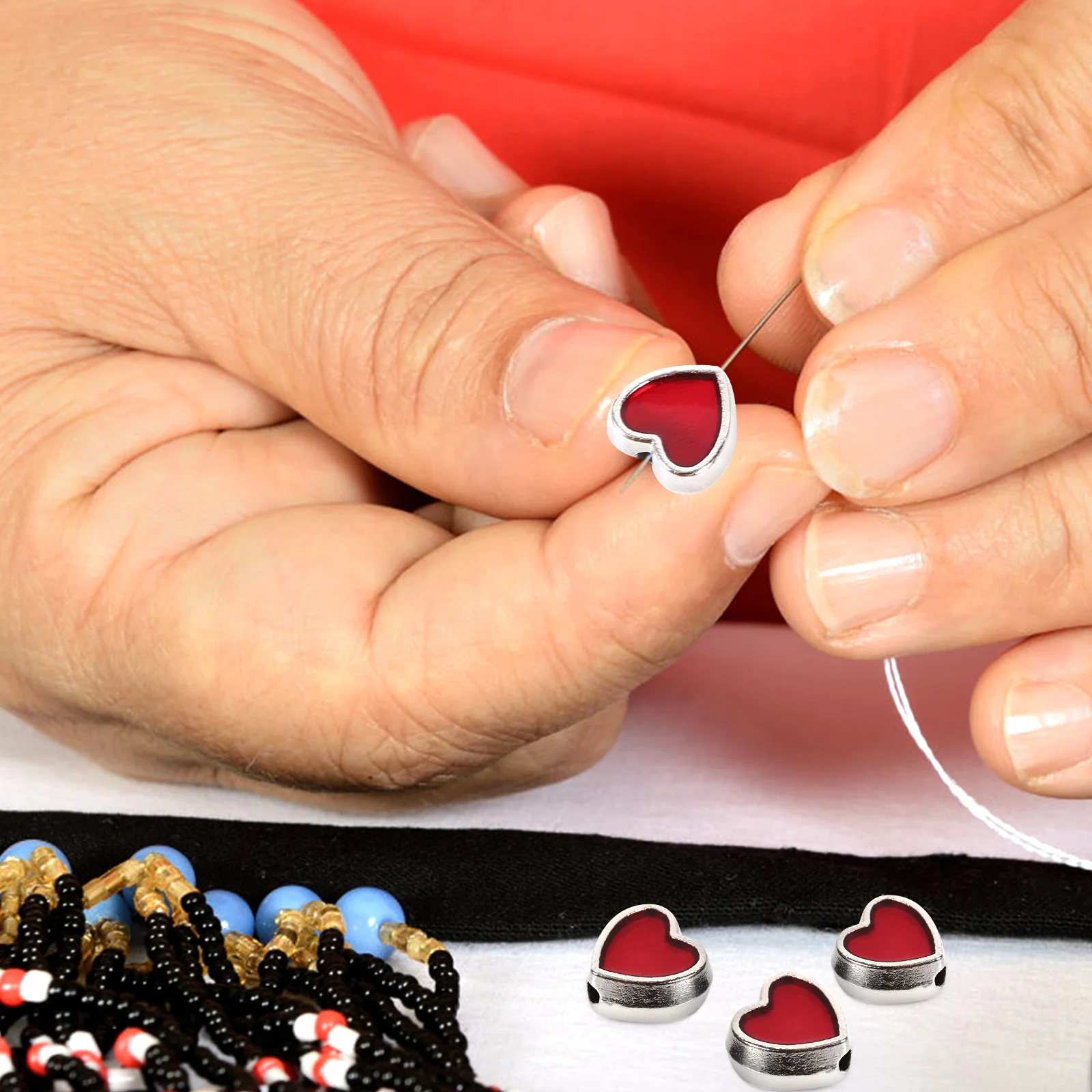 

100 Pcs Heart Beads Jewelry Charms for Making Spacer Beading Kits Beaded Bracelets