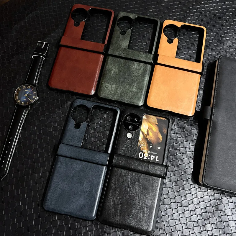 Pu Leather Phone Case For OPPO Find N3 Flip Solid Color Hinge Protect Shell Cover