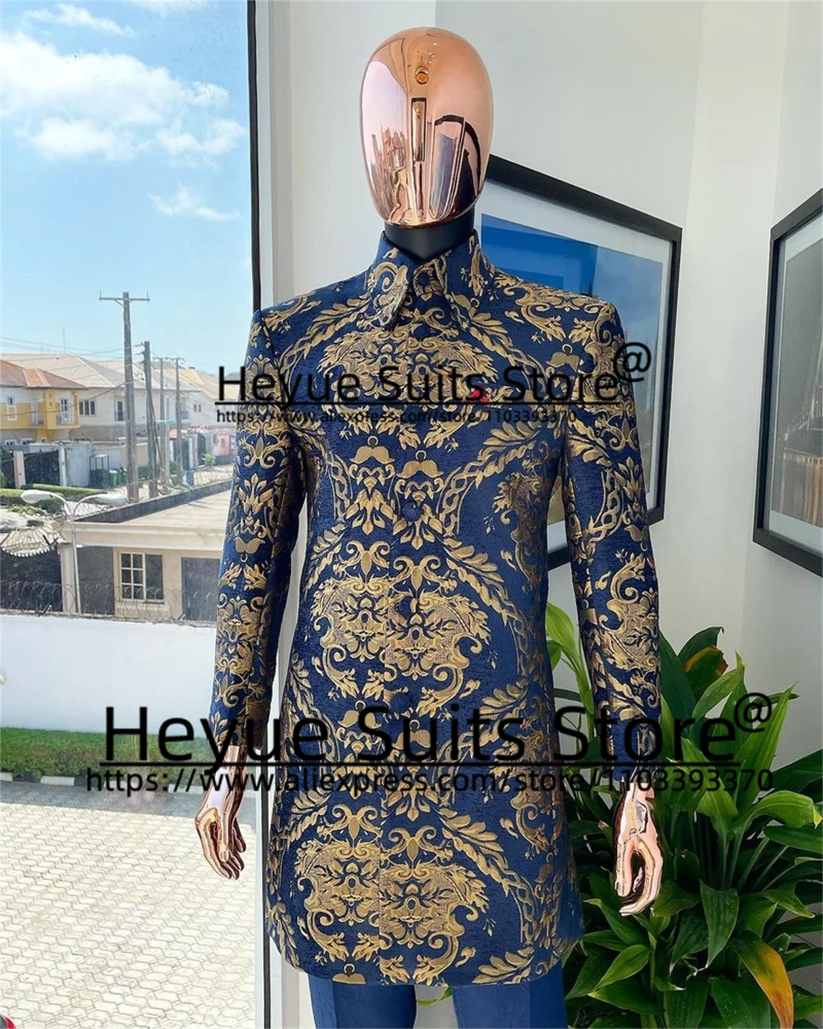 African Style Luxuly Wedding Suits For Men Tailor Made Long Groom Prom Tuxedos 2 Pieces Sets Elegant Male Blazers Costume Homme