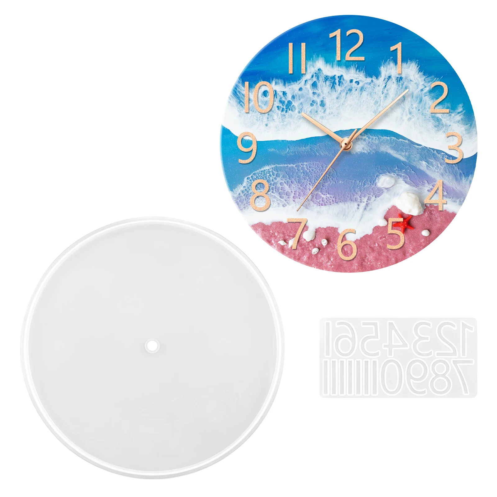 14 inch Diameter Silicone Arabic Numerals Clock Dial Moulds Kit for Resin / DIY Clock / Home Decor Gift / Wall Hanging Ornaments