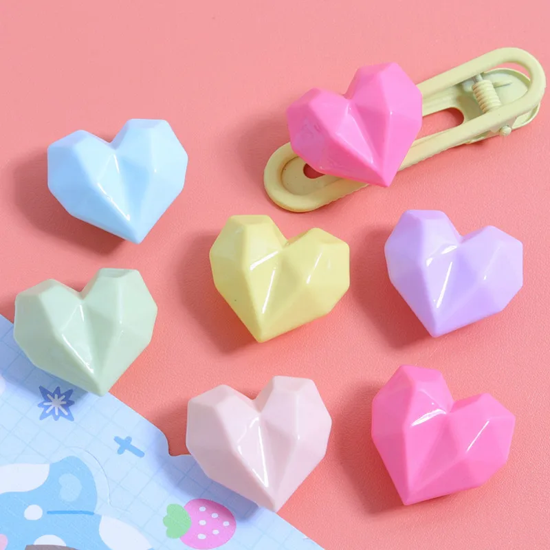 10Pcs Rhomboid Candy Color love Heart Resin DIY Ear stud Shoes Hat Icebox Barrette Mobile Phone Case Scrapbook Flat Back  Patch