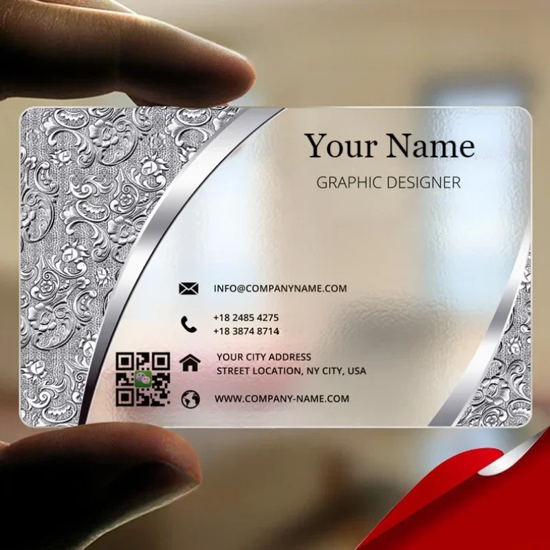 

200PCS Transparent PVC Business Card Colorful Printing Personalized LOGO Text Thank You Card Free DESIGN 0.38mm