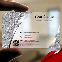 200PCS Transparent PVC Business Card Colorful Printing Personalized LOGO Text Thank You Card Free DESIGN 0.38mm