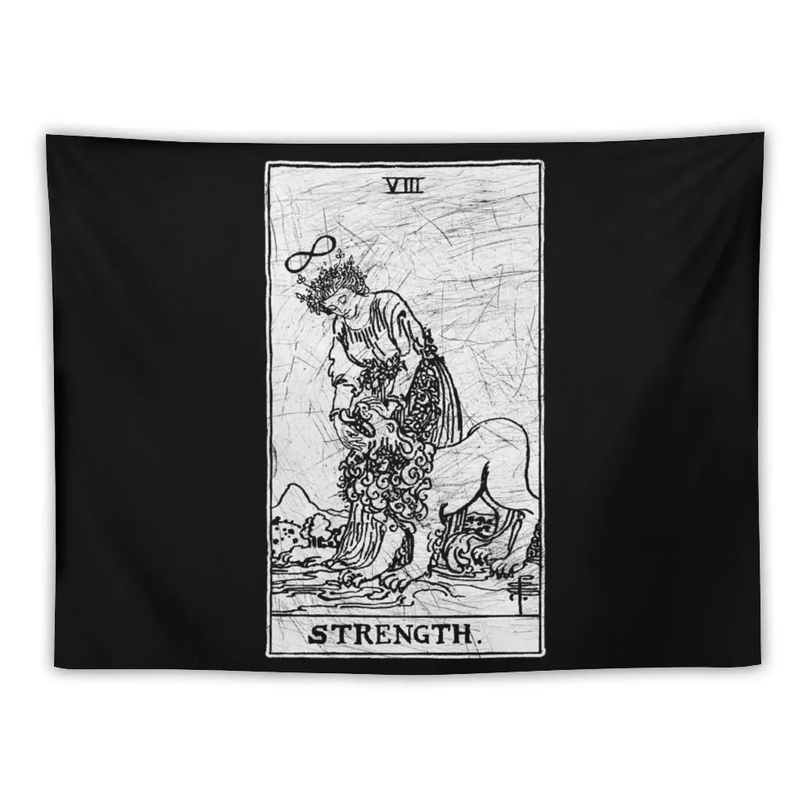 Strength Tarot Card - Major Arcana - fortune telling - occult Tapestry Wall Coverings Bedroom Deco Tapestry