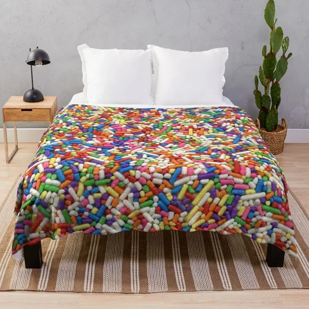 

Rainbow Sprinkles Throw Blanket Soft Sherpa Fleece Warm Blanket for Winter