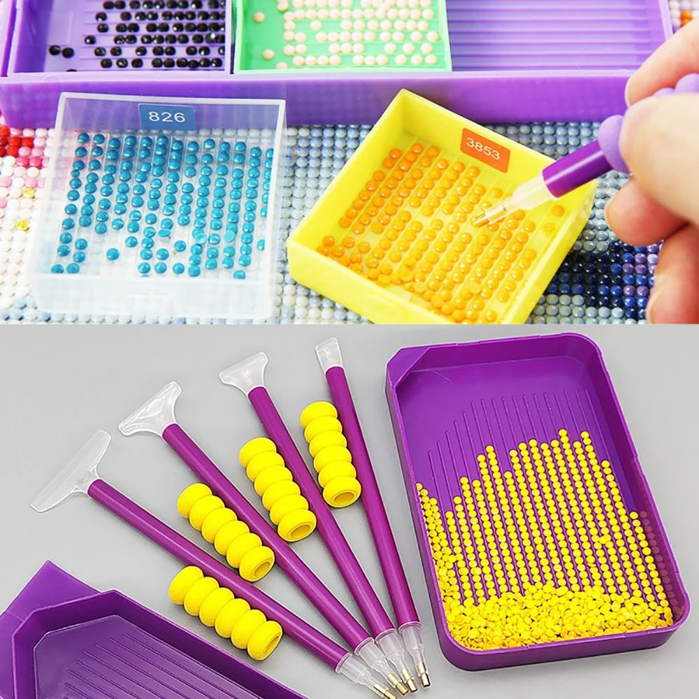 Large Capacity Diamond Painting Tray Glue Clay Drill Plate Cross Stitch Embroidery Diamond Painting Pen Nail Art Beading Plates