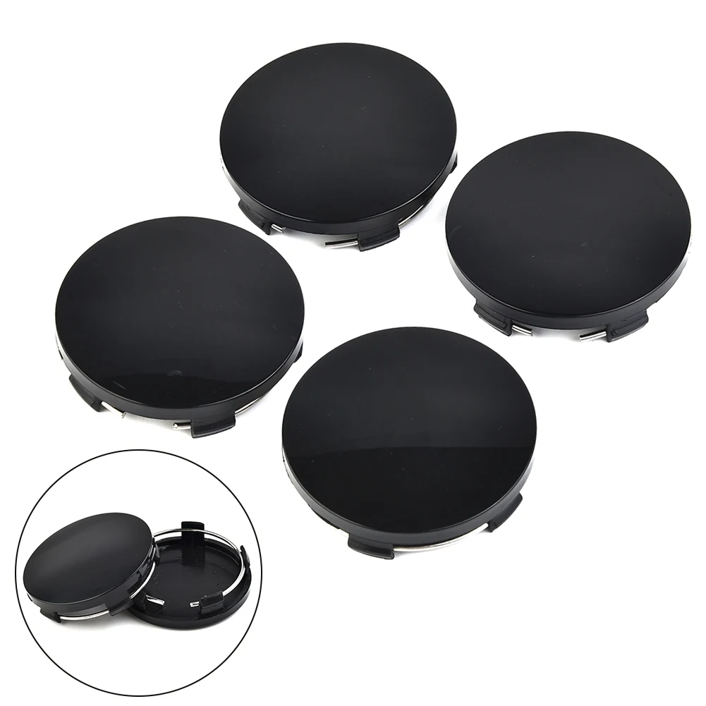 4pcs 60mm New ABS Black Silver Universal Car Vehicle Wheel Hub Center Cap Cover Electroplating R60 Smooth Curved Surface