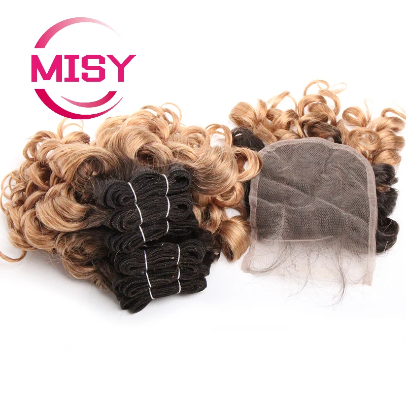 Lockiges Haar Bundles Brasilianische Menschliche Haarwebart 6 Bundles Mit Spitze Verschluss Farbige 1B/27/30/33/99J Kurze Haar Verlängerung Für Frauen – Detail 14