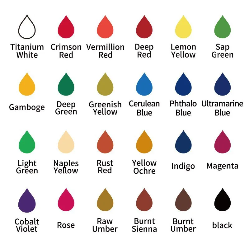 Aquarellfarben-Set, 24 Farben, 12 ml, intensive Farben für Figuren- und Landschaftsmalerei, Wert für Erwachsene und Künstler