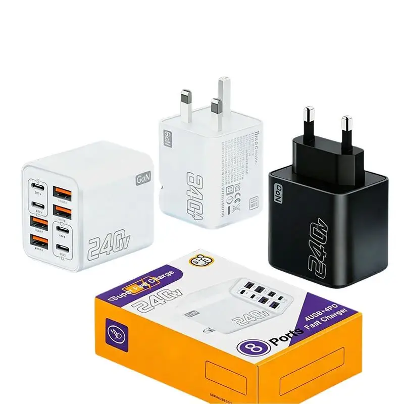 /KQM/GaN USB C Charger 8 In 1 Fast Charging Phone Charger Power Adapter For EU/US/UK Plug Wall Charger 240W