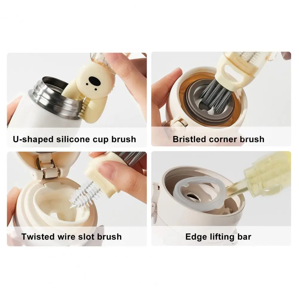 Cup Mouth Brush Compact Size Portable Multifunctional Cup Lid Bottle Gap Brush Flexible Bristle Food Grade Corner Edge Cleaner