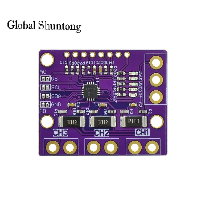 1Pcs I2C SMBUS MCU-3221 INA3221 Triple-Channel Shunt Current Power Supply Voltage Monitor Sensor Board Module Replace INA219