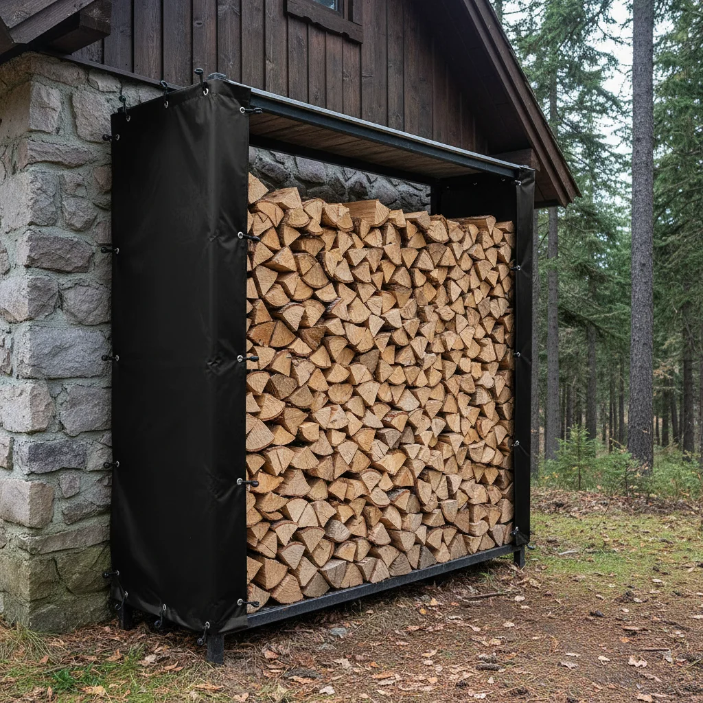 2pcs 70x185cm Firewood Rack Windproof Curtain Polyester Waterproof Firewood Shelves
