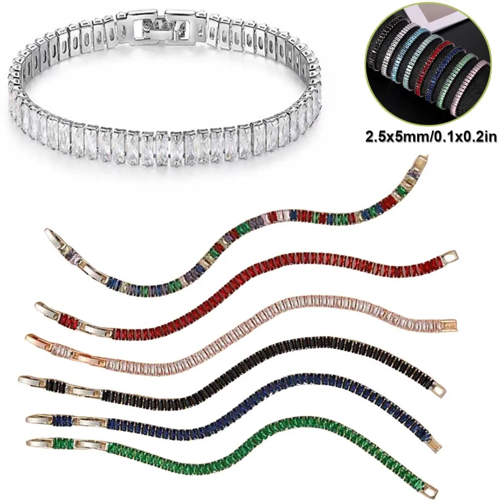 1 Stück elegantes 2,5 x 5 mm Geburtsstein-Tennisarmband mit Zirkonia. Funkelndes, trendiges Geschenk für Frauen und Mütter.