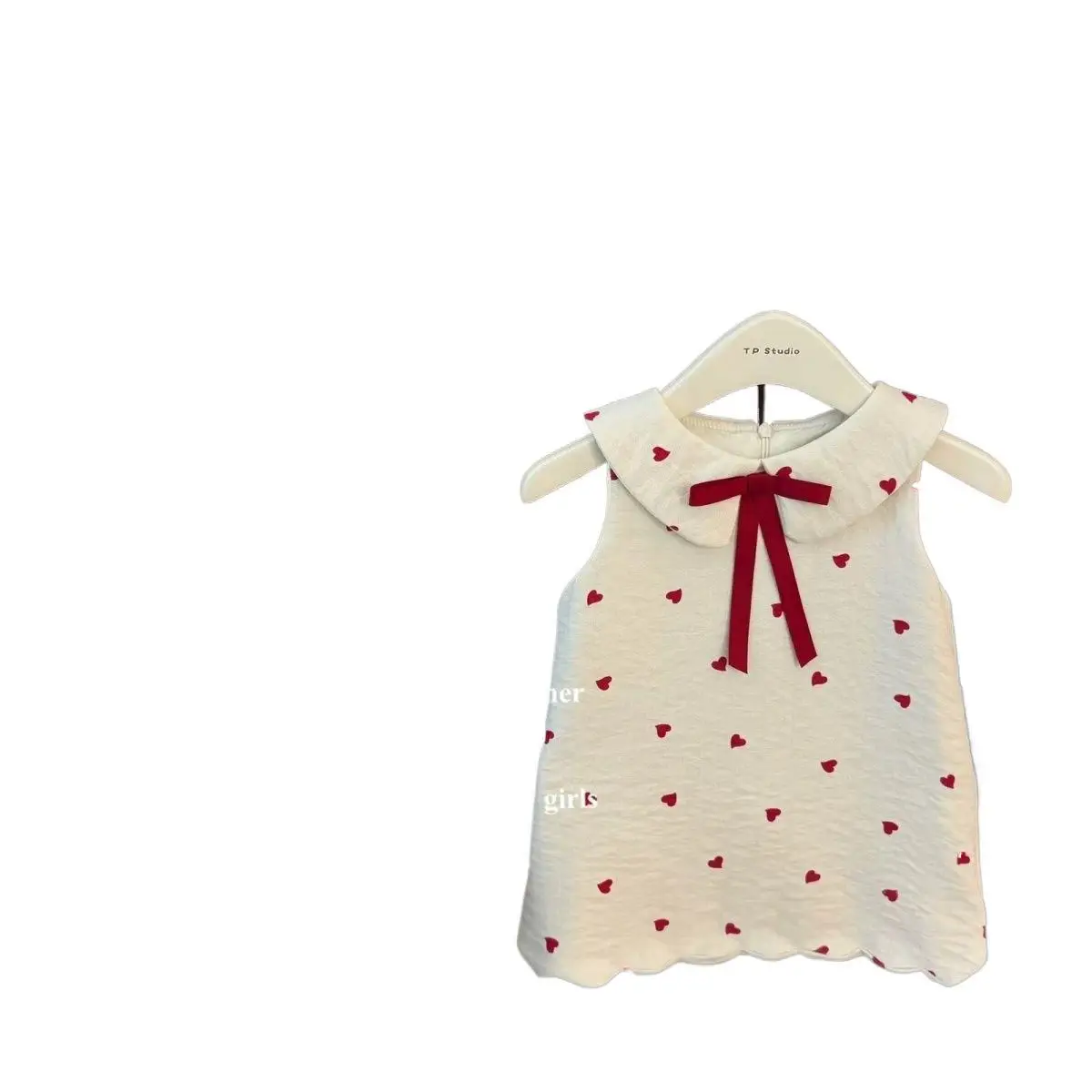 

New Arrival Toddler Girl Korean Style Love Print Sleeveless Gown, Doll Collar Lightweight Cute Summer Dress