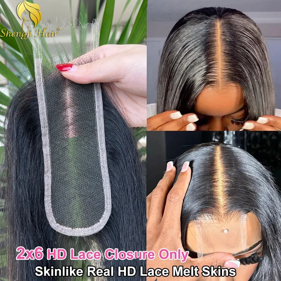 

100% Real HD Lace Closure 2x6 Deep Parting HD Lace Human Hair Closures Straight Hair Pre Plucked Body Wave HD Lace Closure Only