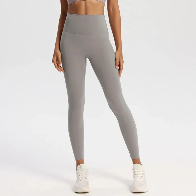 Yoga Pants Grey Oversize Women Basics Slim Bodycon Squat Proof Flexible Fluffy Patch Distressed Butt Spring Unlined Tightens Ins