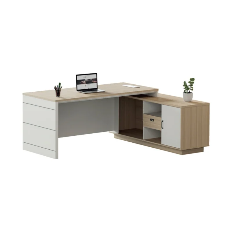 

*Luxury L Shape Executive Desk With Built-in Cable Management and Power Outlets for Modern Office Environment