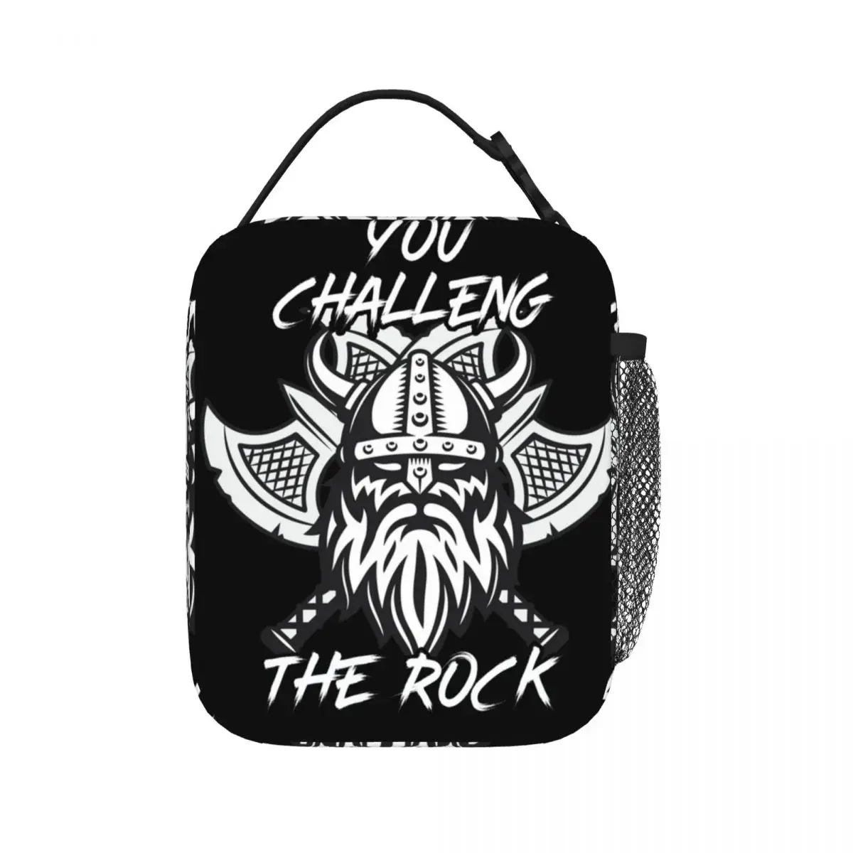 Old Viking Warrior Strong You Challenge The Rock Insulated LunchBag PicnicBag Thermal Cooler Lunch Box Lunch Tote for Woman Kids