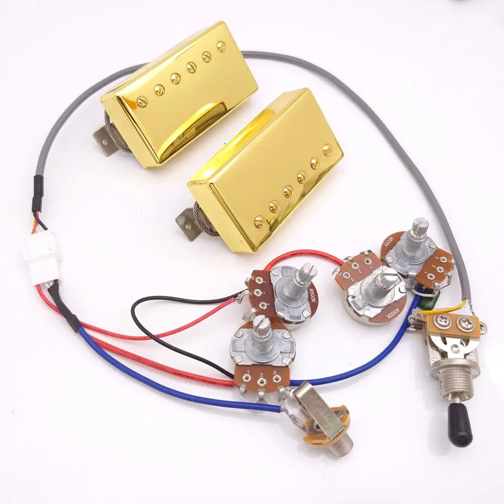 

498R & 498T Alnico II Humbucker Pickups Set with 2-Conductor Wiring Harness for LP Style Guitar - 1V1T/2V1T/2V2T