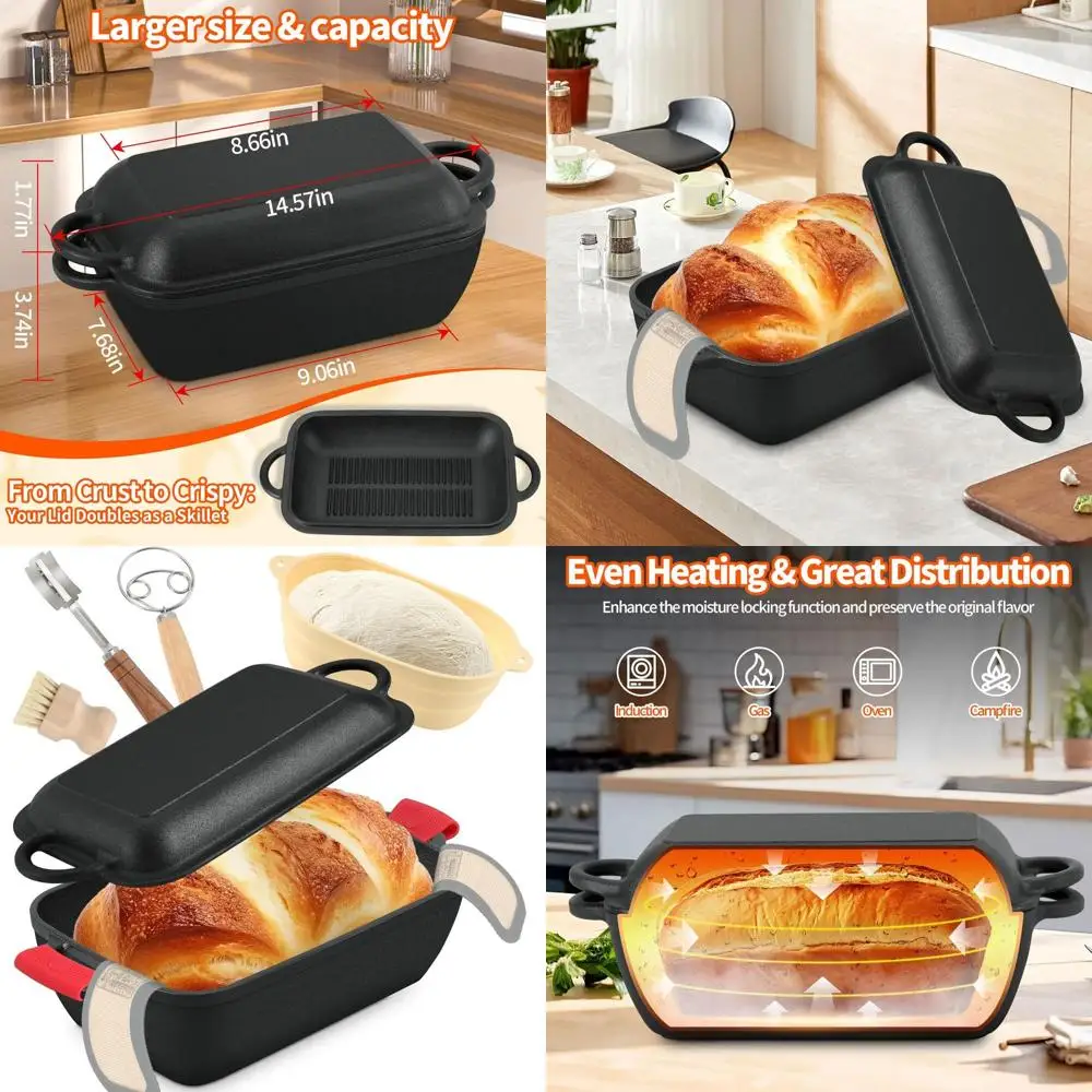 

Овальная чугунная голландская духовка, противень для выпечки хлеба мощностью 6,35 кварты с крышкой, многофункциональный набор для жарки и тушения
