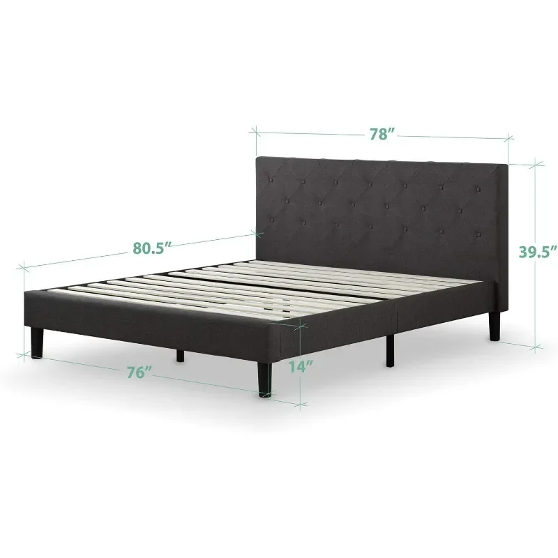 ZINUS Shalini Upholstered Platform Bed Frame / Mattress Foundation / Wood Slat Support / No Box Spring Needed