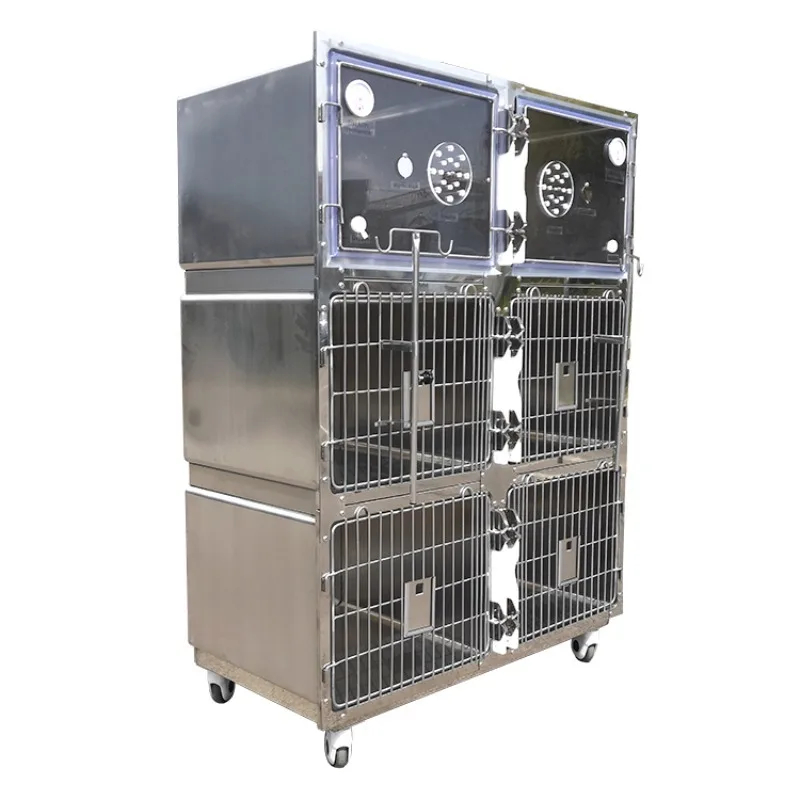 

Veterinary Equipment Stackable Stainless Steel Cat Breeding Kennels Breathable Dog Crates for Medical Use