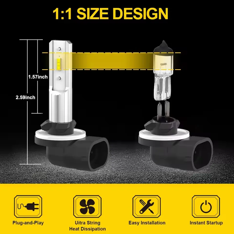 2pcs Canbus 880 H27W/1 881 H27W/2 LED Fog Lights No Error For SSANGYONG Actyon Sports 1 2 Kyron Rexton Rodius CHEVROLET Lacetti
