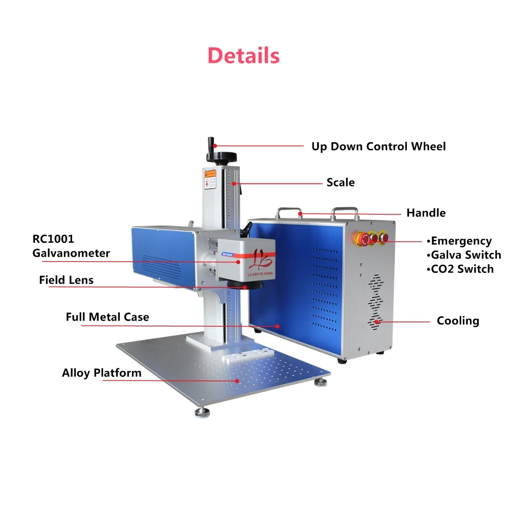 Metal CO2 Pipe Marking Machine 40W for Batch Cutting of Non-metallic Materials with 150MM Field Mirror Radio Frequency Equipment