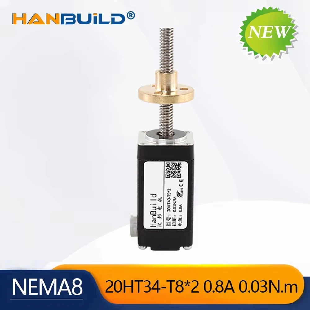 NEMA 8 20HT34-T5*2  0.8A 0.021N.m Trapezoidal 0.8A Stepper Motor Length L50mm-150mm CNC for 3D Printer  Screw Motor