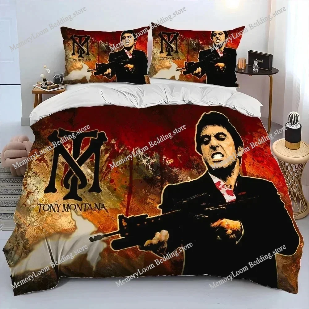 Movie Poster Cool Scarface Tony Bedding Set Single/Full/Queen Size 3D Print Duvet Cover Bedroom Decor Soft Set Luxury Gift
