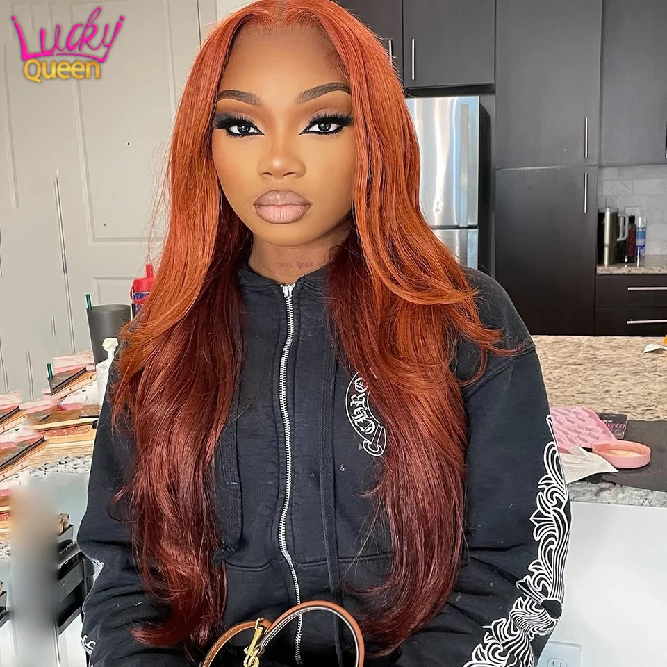 5X5 Ombre Orange Brown 180 Density Layer Wigs Body Wave 13X6 Pre Plucked For Women 13X4 Transparent Lace Lace Frontal Human Hair