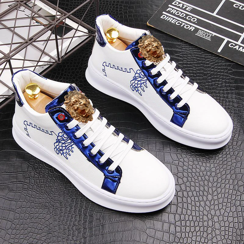 

Luxury men's shoes Platform loafers Trend boots Small white shoes Men's embroidered board shoes inner elevation casual shoes A01