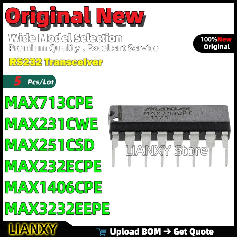 

5pcs DIP-16 MAX713CPE MAX231CWE MAX251CSD MAX232ECPE MAX1406CPE MAX3232EEPE RS232 Transceiver New Original