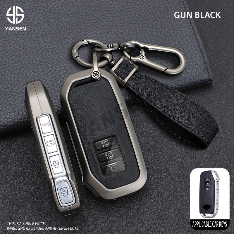 2024 Alloy Metal Leather Key Case Cover For Hyundai Kia EV6 Remote Key Fob Cover Kia Keychain Acesssories