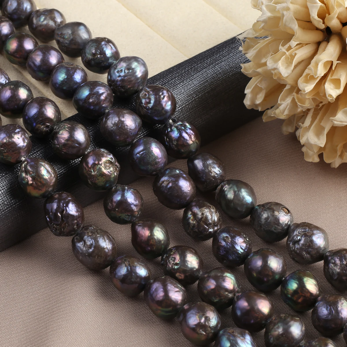 

Natural Pearl Black Baroque Round Bead Plump Shape Elegant Appearance for DIY Jewelry Making Handmade Bracelet Necklace