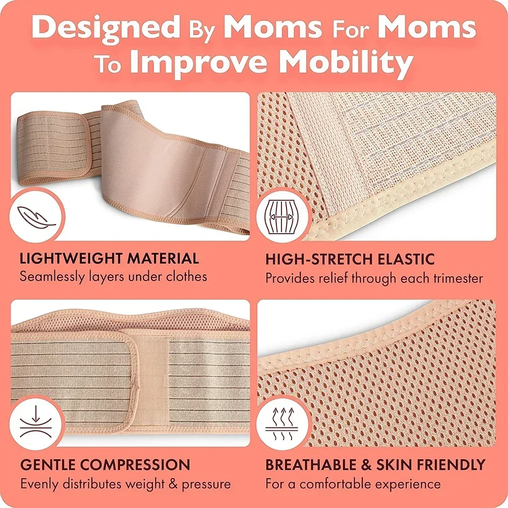 Maternity Belly Band for Pregnant Women Adjustable Pregnancy Support Belt Breathable Abdominal Waist Back for Daily  Use