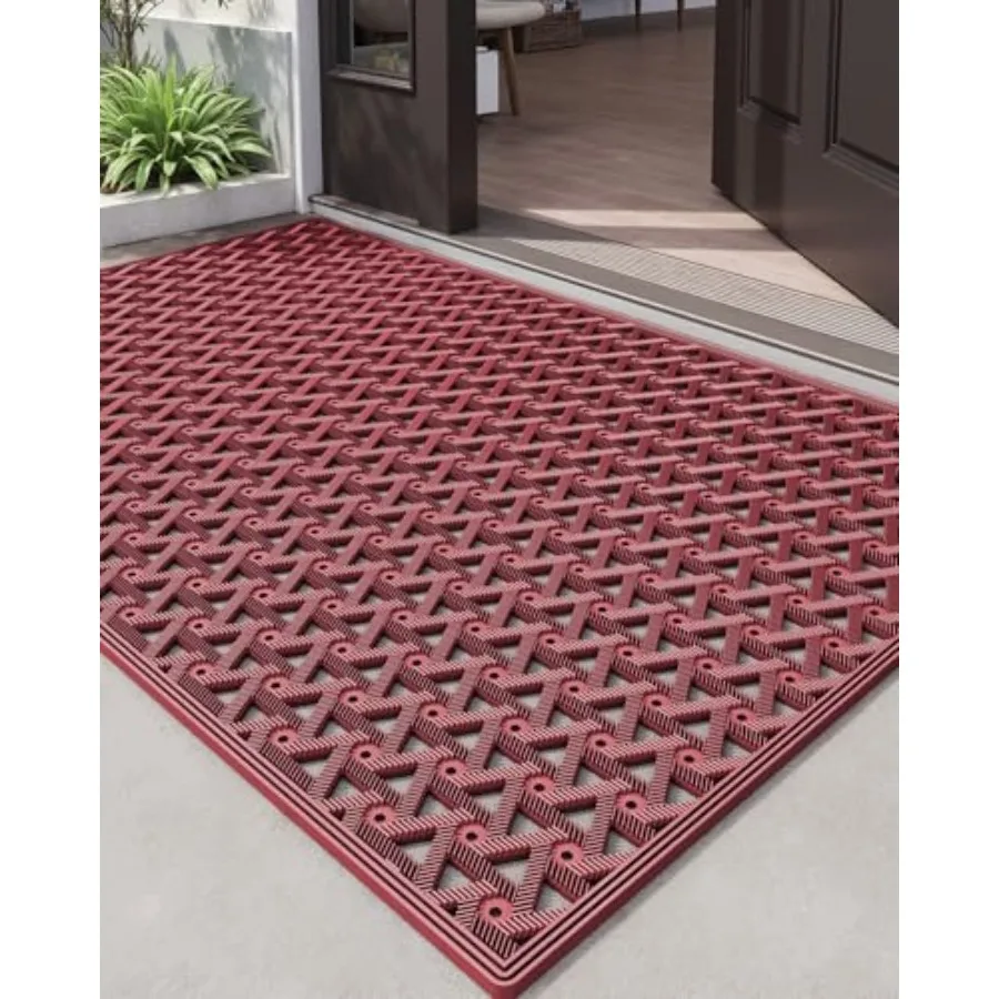 

Front Door Mat Outside Entrance Rubber 32x48, Welcome Floor Doormat Heavy Duty Non Slip, Dirt Trapper Waterproof Exterior Entry