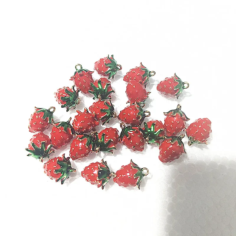 10PCS CHARMS STRAWBERRY PENDANTS SIZE 13X10MM FOR WOMEN FASHION BRACELETS MAKING ACCESSORIES GOOD CHOICES
