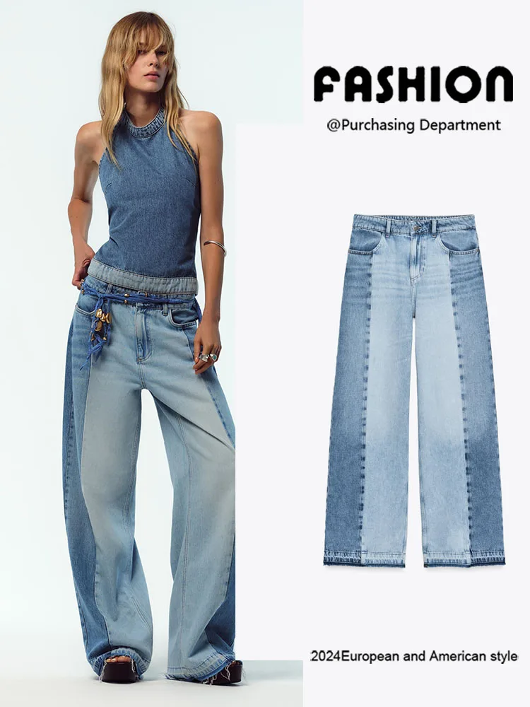 

Осень 2023, женские модные широкие джинсы с высокой талией, утягивающие универсальные брюки-сли, этническая сценическая одежда