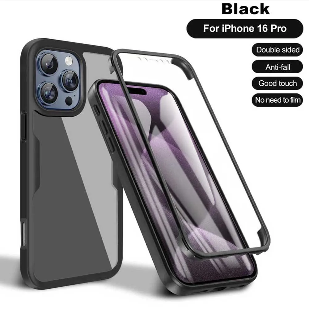 Für iPhone 16 Pro Max 360 Ganzkörper-Displayschutzfolie Transparente Hülle für iPhone 16 Pro 16E 16 Plus Handyhülle