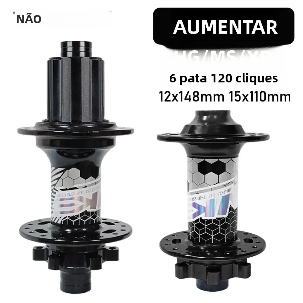 Cubo de Bicicleta TANKE MTB BOOST 148, 120 Cliques, 6 Garras, 6 Rolamentos, 32 Furos, HG XD MS Micro Spline, 8-12 Velocidades, Freio a Disco, Thunder Masses