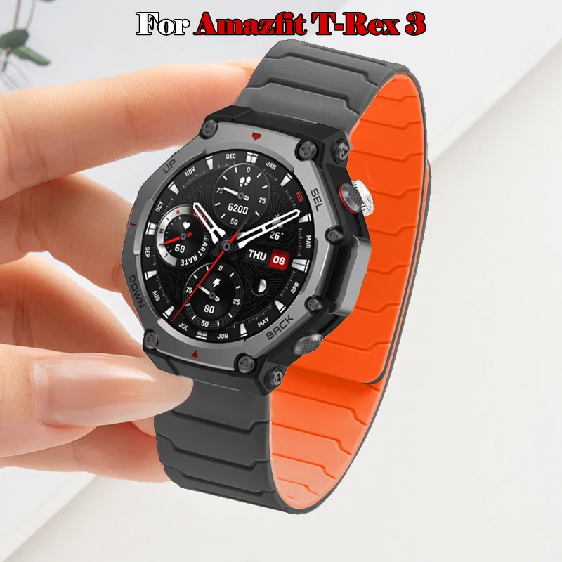 Magnetisches Sport-Silikonarmband für Amazfit T-Rex 3 Smart Watch Armband Correa für Huami Amazfit T REX 3 Ersatzarmband