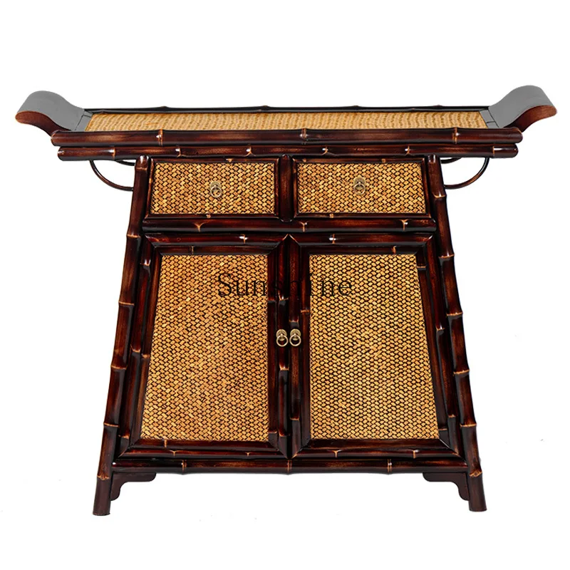 

Xuanguantai antique table living room study household high-end dragon bamboo storage side cabinet