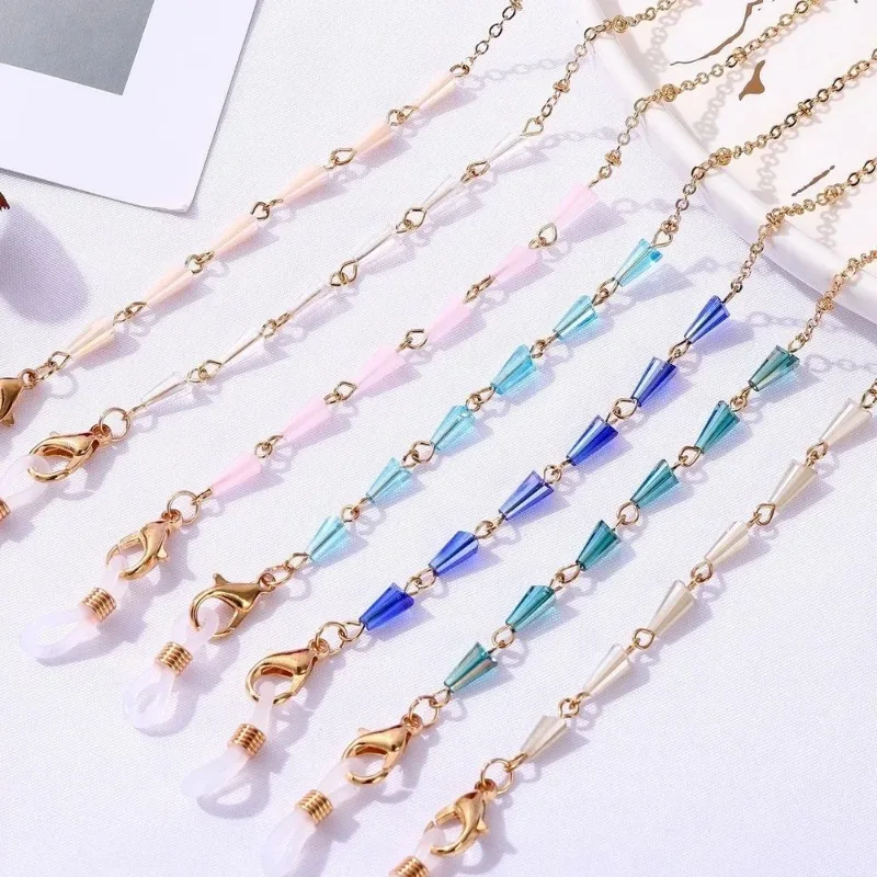 Fashion Colored Irregular Crystal Bead Glasses Chain Lanyard Jewelry for Women Birthday Simple Sunglasses Mask Holder Neck Rope