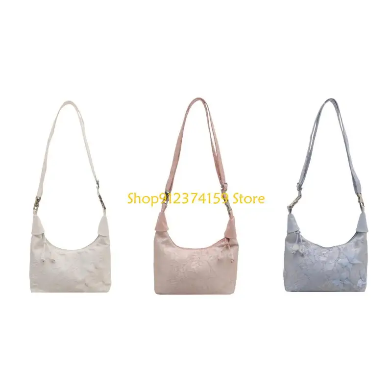 

G5AE Women Shoulder Crossbody Bag Chinese Handbags Purses Embroidery Clutches Purse Trendy Dumpling Bags for Shopping