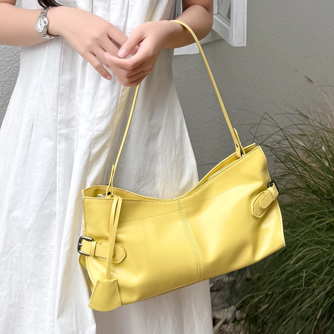 

Genuine leather underarm bag 2025 summer niche design top layer cowhide vintage handbag free initials fashion women shoulder bag