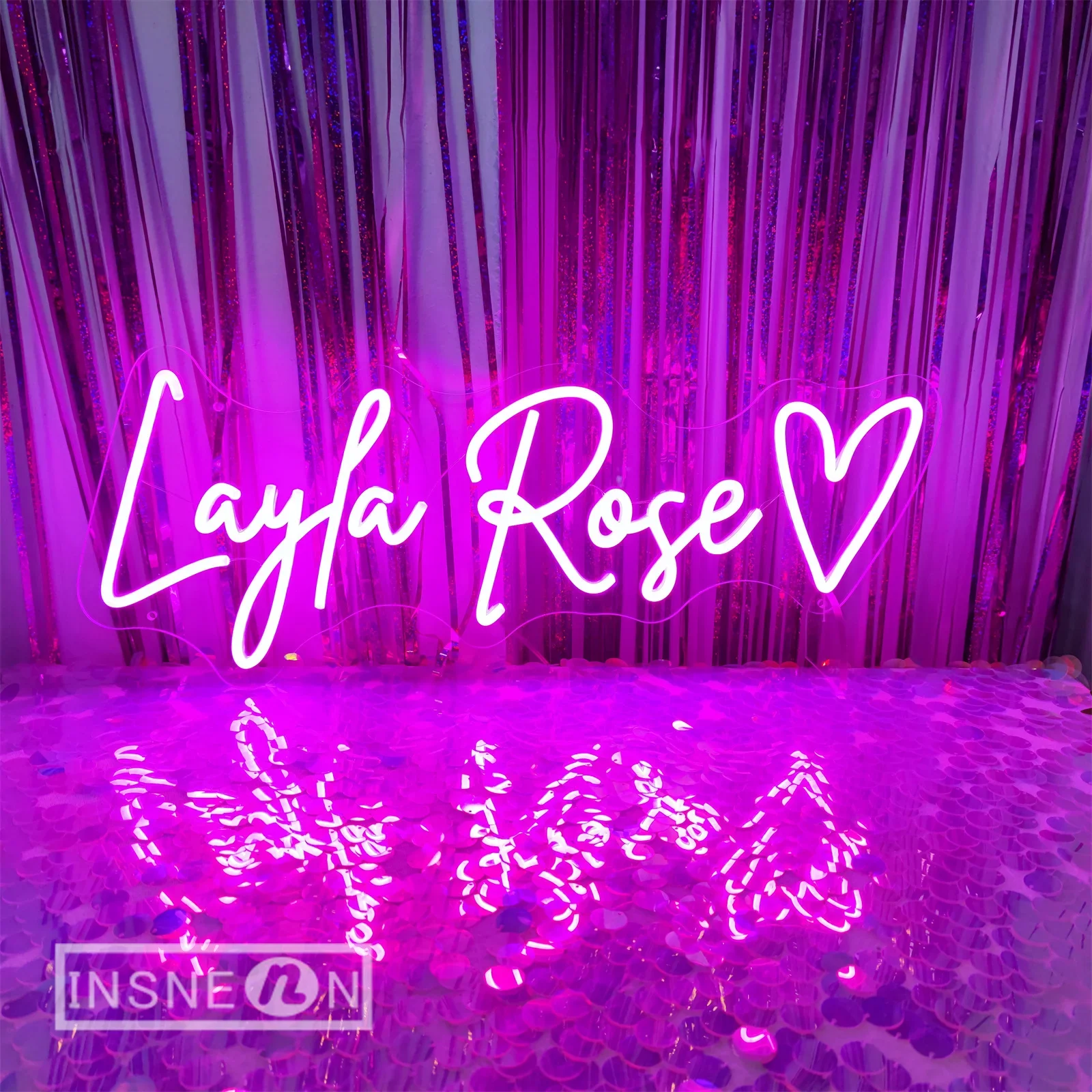 Layla Rose Neon Sign ไฟ LED นีออนสําหรับตกแต่งผนังห้องงานแต่งงานวันวาเลนไทน์ปาร์ตี้บาร์ห้องนอน Neon Night โคมไฟนีออน